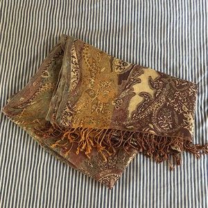 Gorgeous muted purple, pink, yellow, aqua pashmina scarf